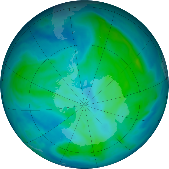Antarctic ozone map for 14 February 2014